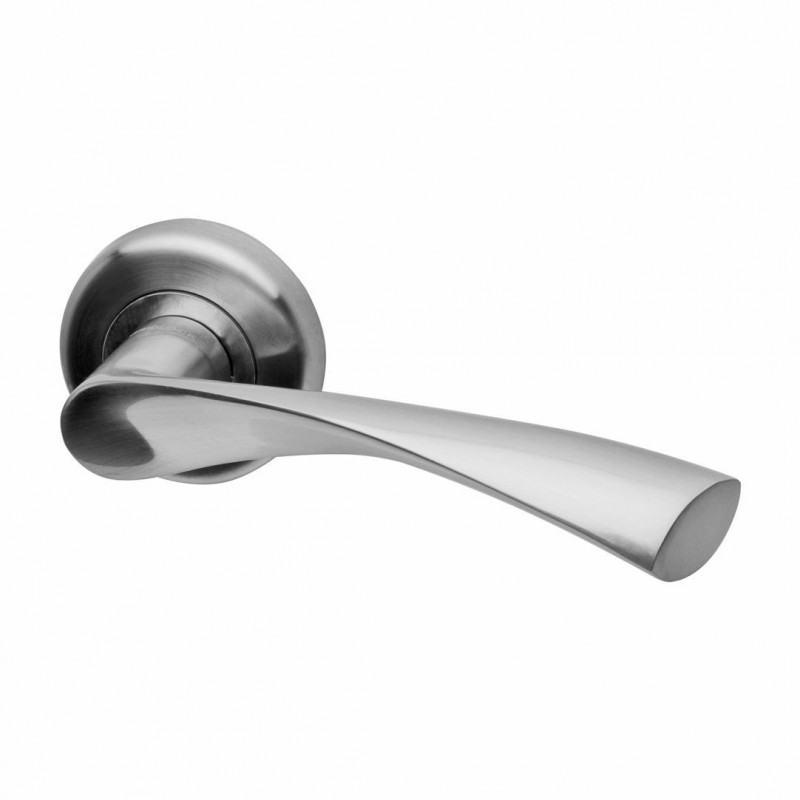 Zeta Satin Nickel Door Handles with a push on rose
